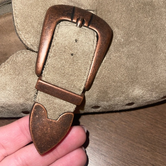 Madden Girl Suede Big Buckle Clog Shoes - Picture 4 of 6